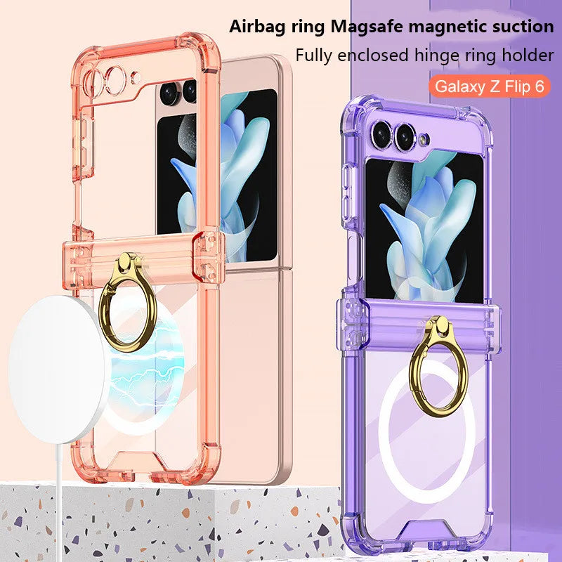 Samsung Galaxy Z Flip 6 Hinge Protective Magnetic Case with Ring Holder