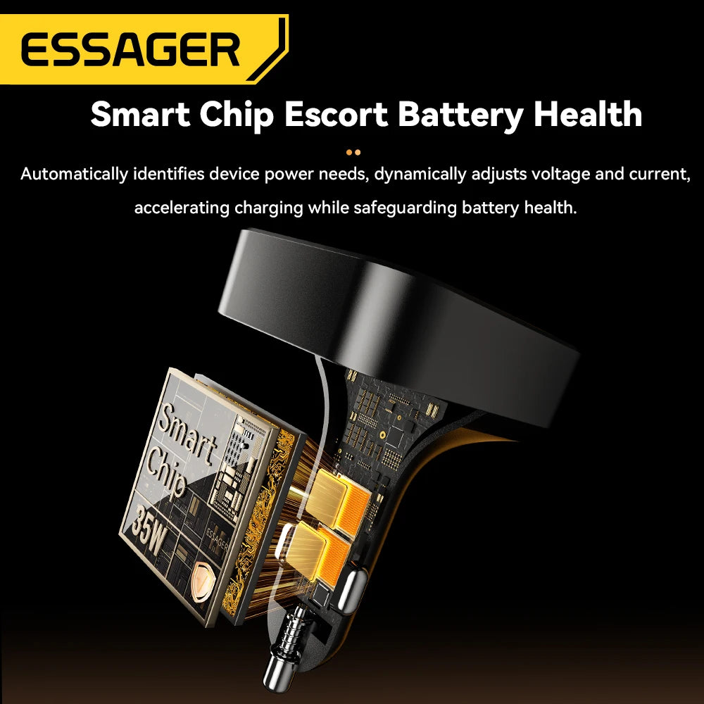 Essager 65W USB-C Car Charger with Retractable Cable