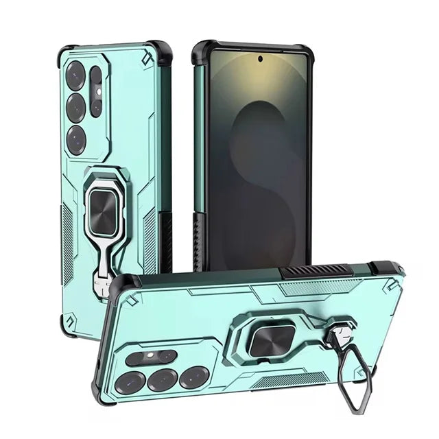 Durable Multi-Function Magnetic Case with Metal Ring Holder for Samsung Galaxy S25 Series