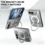 Shockproof Transparent MagSafe Case with 360° Rotating Ring Stand for iPhone Duo
