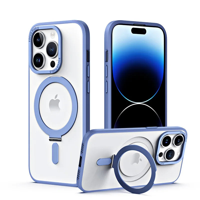 Premium Matte MagSafe Case with 360° Rotating Ring Holder for iPhone 15 Series