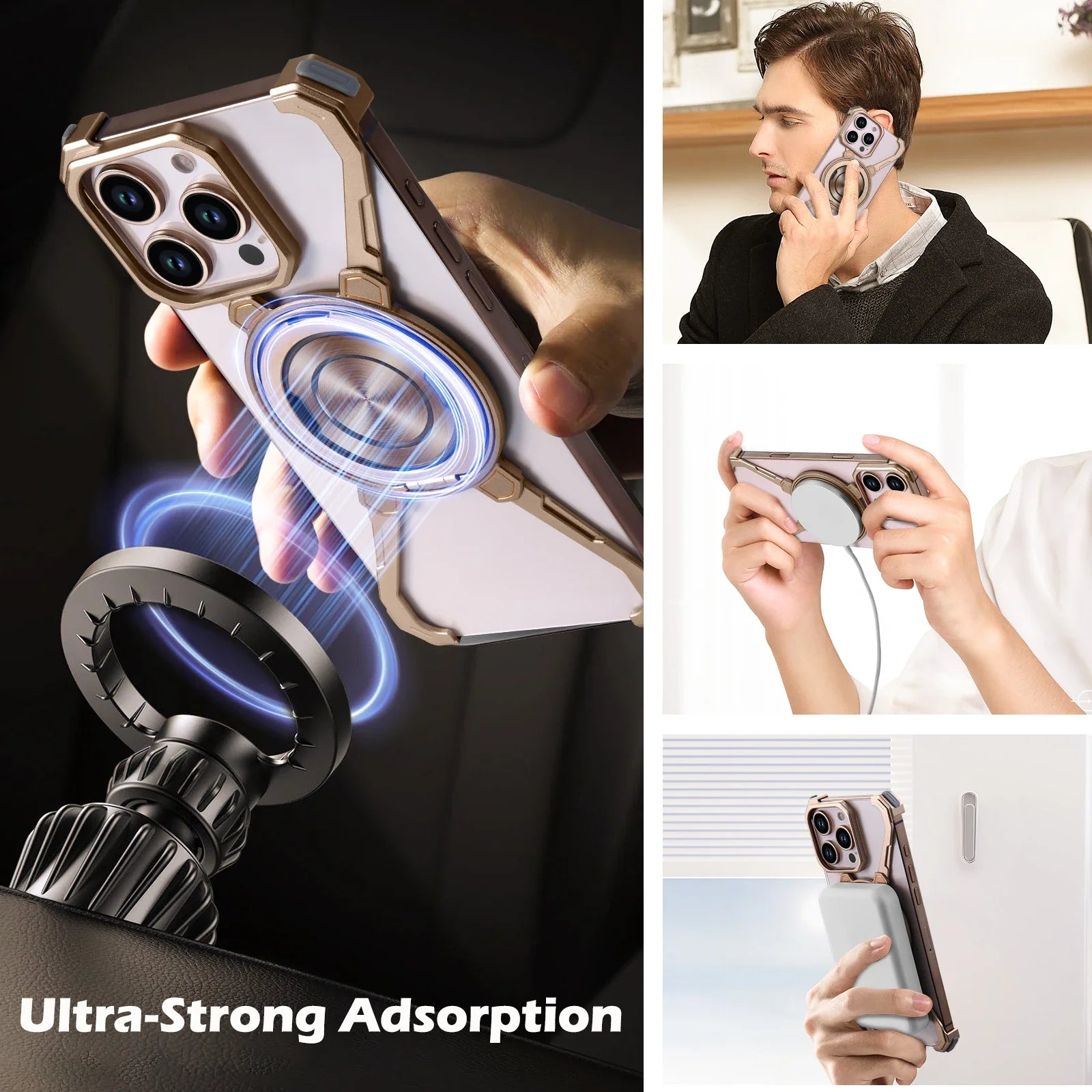 Slim Shockproof MagSafe Frameless Case with Kickstand for iPhone 16 Series