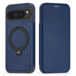 Google Pixel 10 Series Magnetic Leather Flip Case With Card Slot and Ring Holder