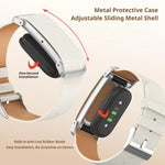 Litchi Leather Band with Sliding Metal Frame for Google Fitbit Air