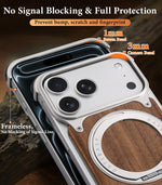 Shockproof Wooden MagSafe Case with 360° Kickstand Ring for iPhone 17 Pro & Pro Max