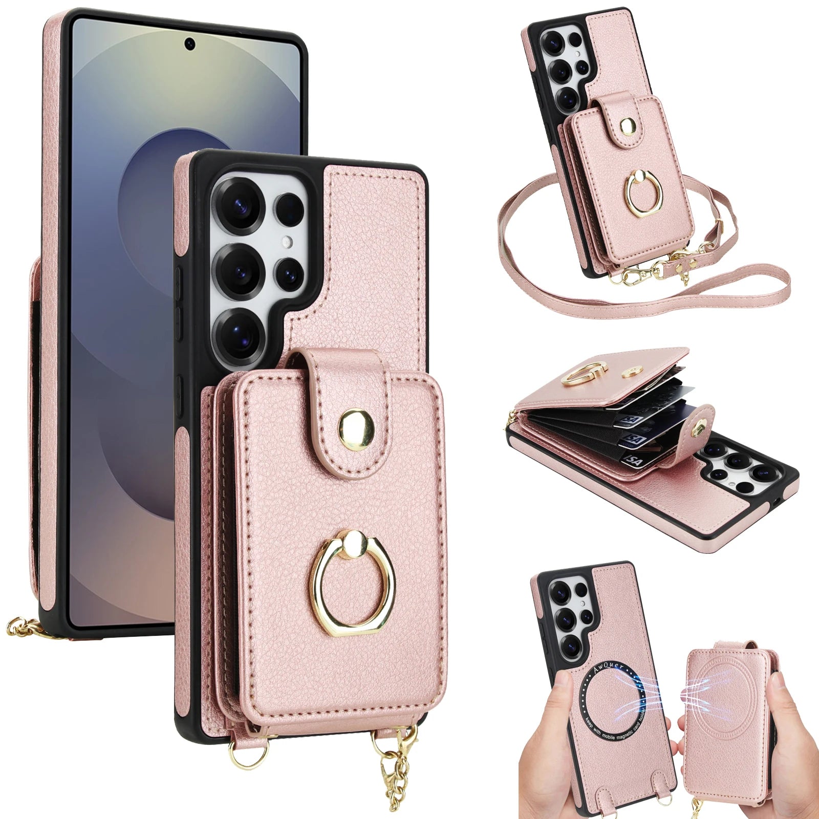 2-in-1 Zipper Wallet Case with Detachable Lanyard for Samsung Galaxy S24 Series