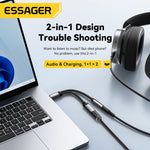 Essager 2-in-1 USB-C to 3.5mm AUX Cable