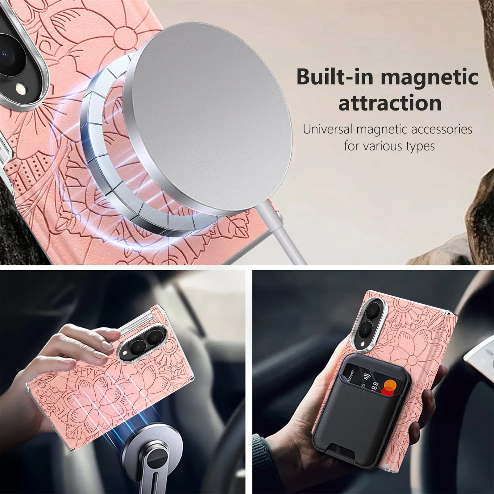 Luxury Magnetic Embossed Leather Case for Samsung Galaxy Z Fold 8