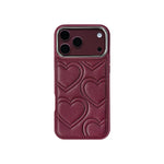 Embossed Heart Leather Case with Raised Camera Frame for iPhone 18 Series