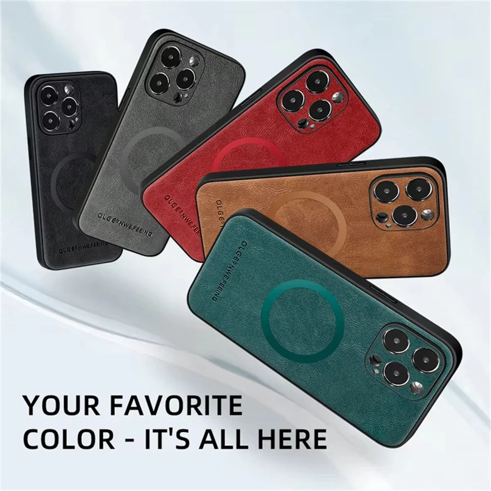Luxury Leather MagSafe Case for iPhone 15 Series
