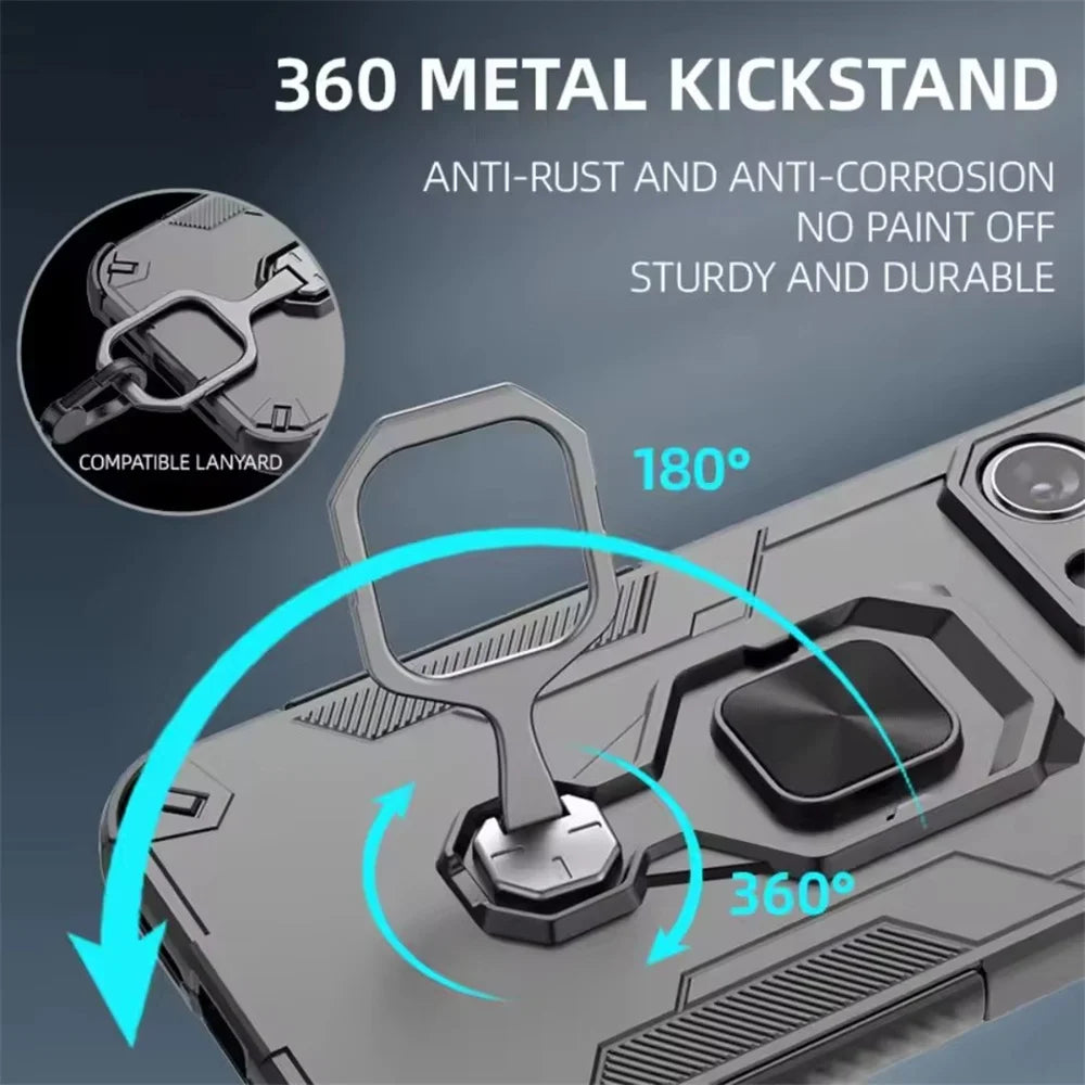 Durable Multi-Function Magnetic Case with Metal Ring Holder for iPhone 15 Series