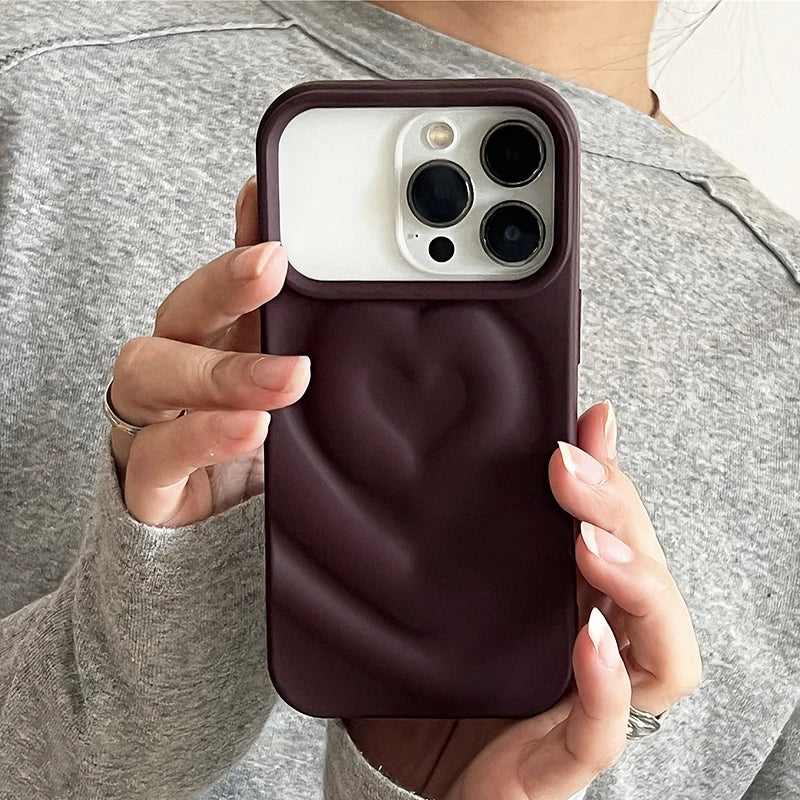 Stylish 3D Heart Pattern Case for iPhone 17 Series
