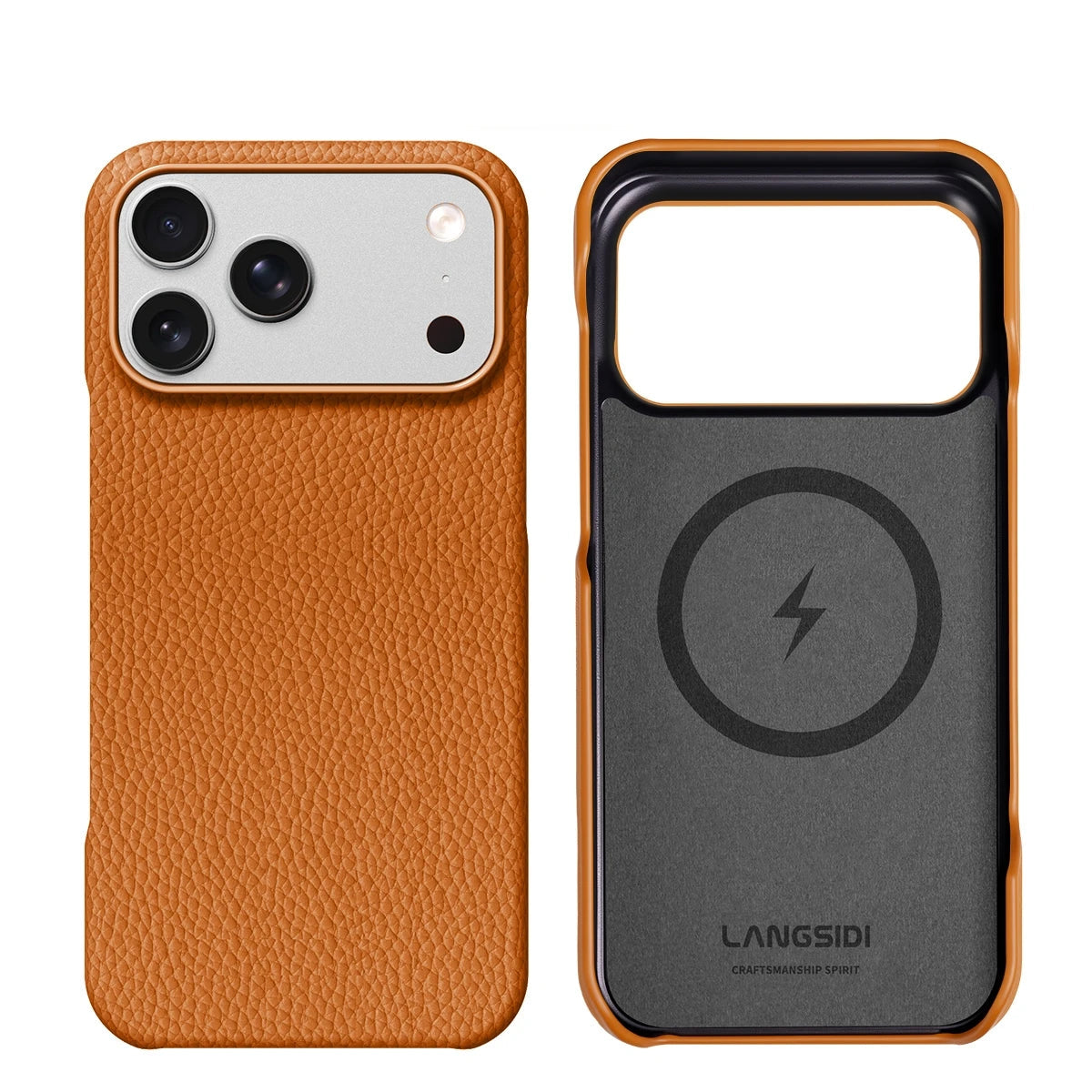 Textured Leather MagSafe Case with Built-in Wireless Charging Ring for iPhone 18 Series