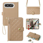 Quilted Leather Crossbody Wallet Case with Detachable Strap for iPhone Duo