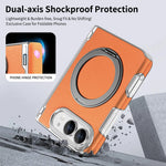 Shockproof Lychee Leather Case with 360° Rotating Ring Stand for iPhone Duo