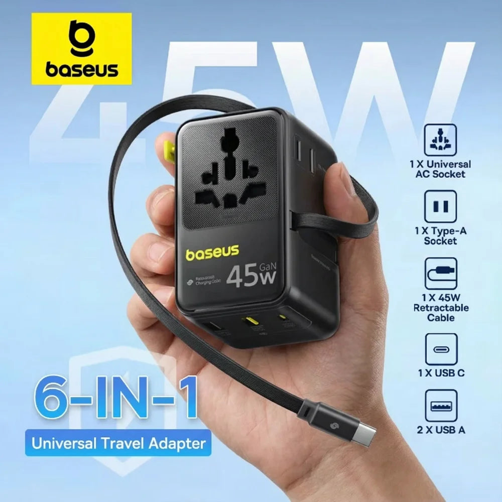 Baseus 45W GaN 6-in-1 Travel Charger