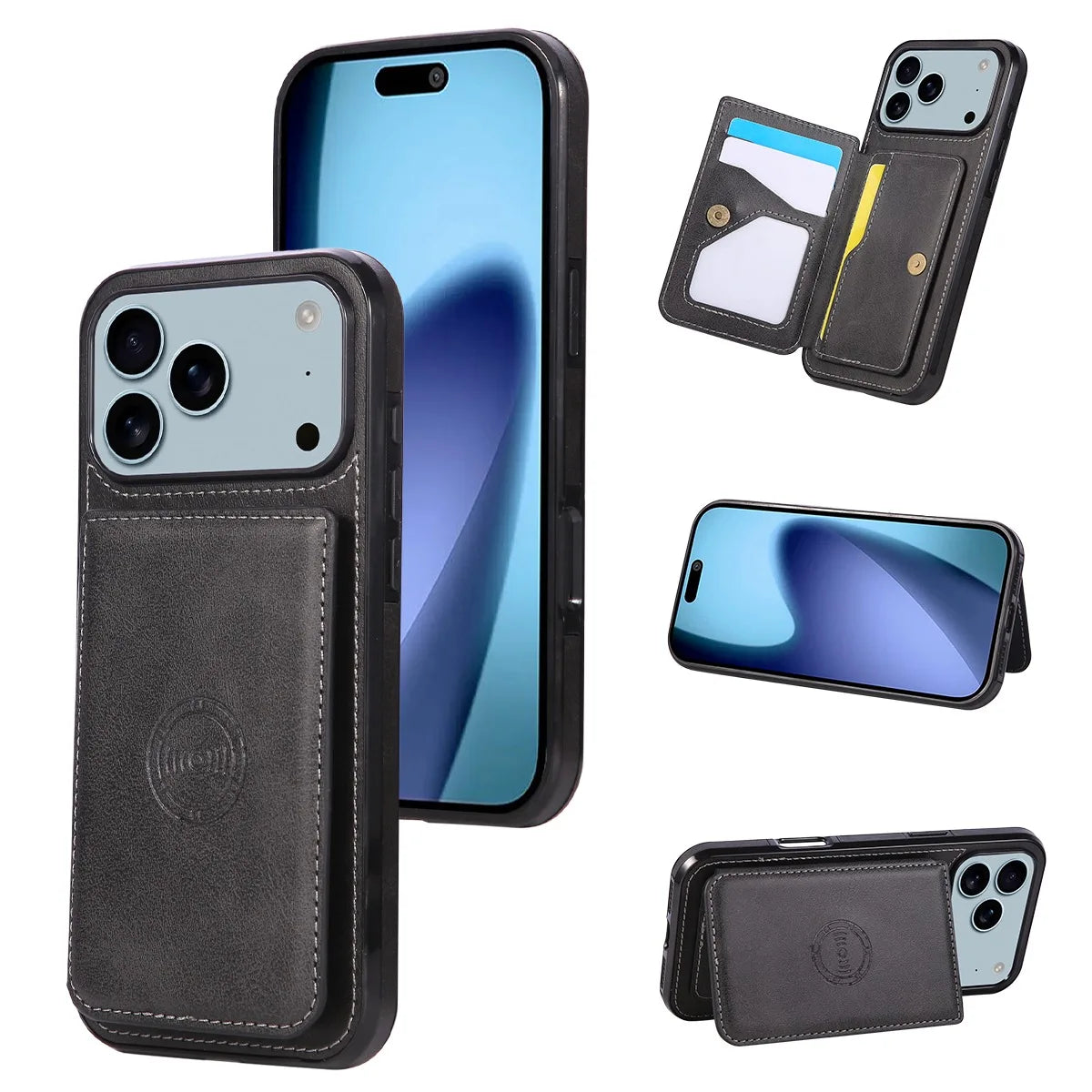 Anti-Theft Leather Folio Wallet Case for iPhone 17 Series