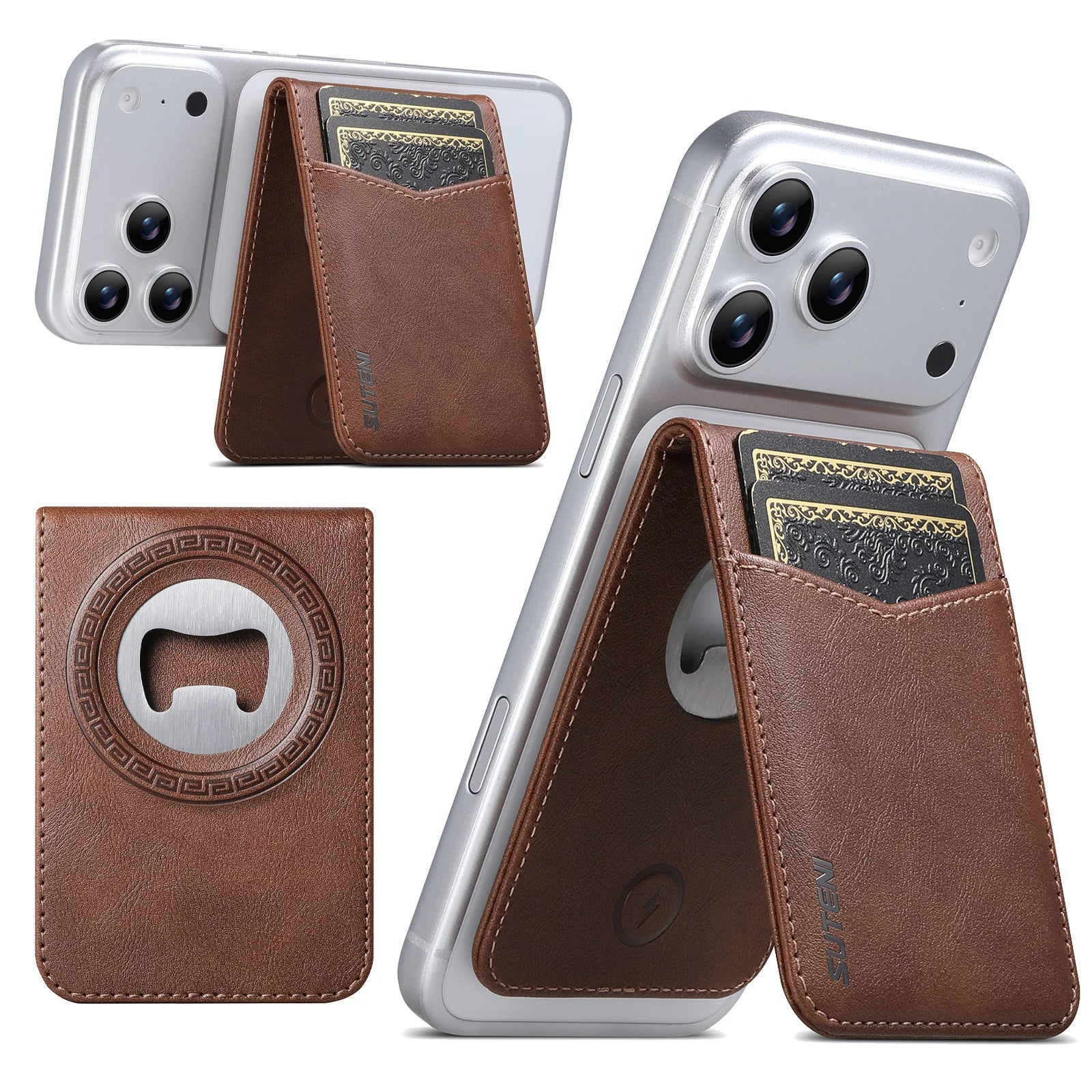 MagSafe Compatible Leather Wallet With Bottle Opener