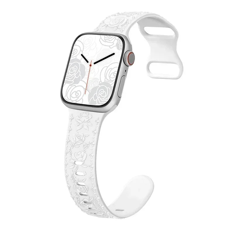 Floral Rose Engraved Bracelet Strap for Apple Watch