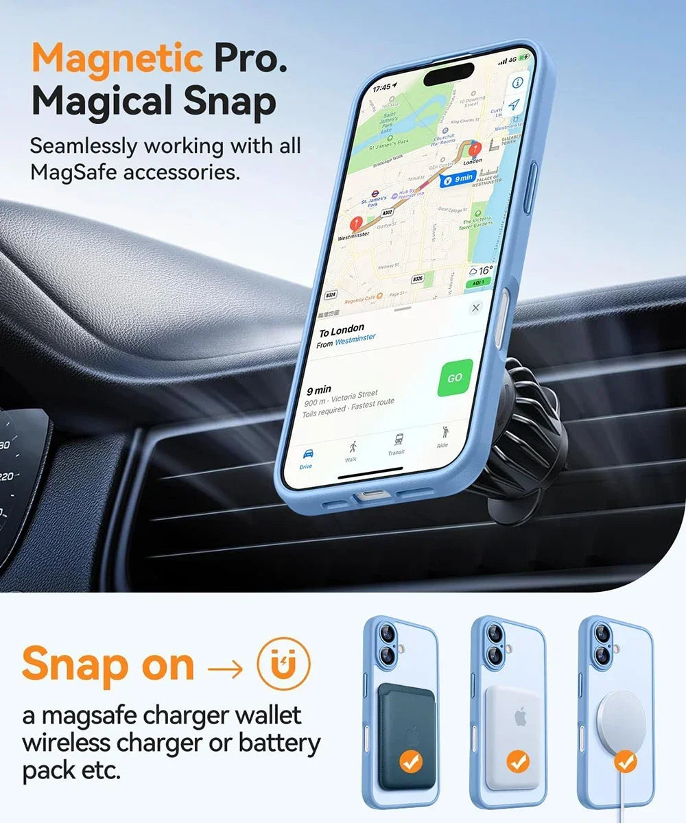 Luxury Matte Translucent MagSafe Armor Case for iPhone 16 Series