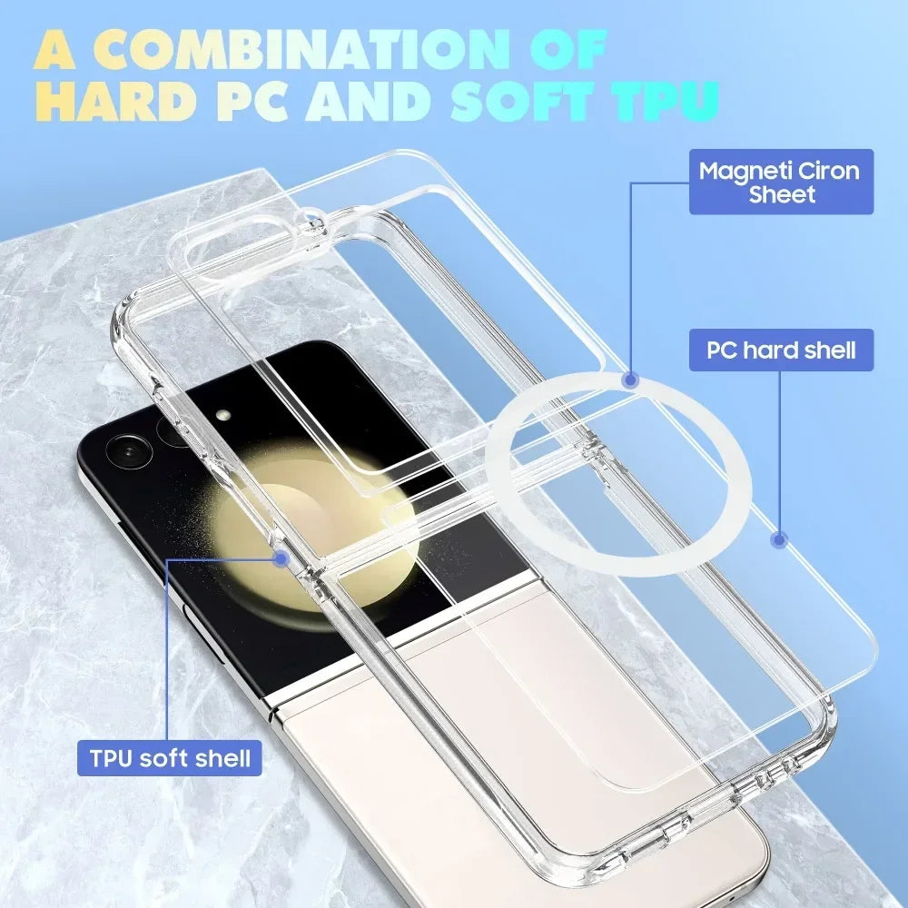 Clear Magnetic Shockproof Case for Samsung Galaxy Z Flip 5