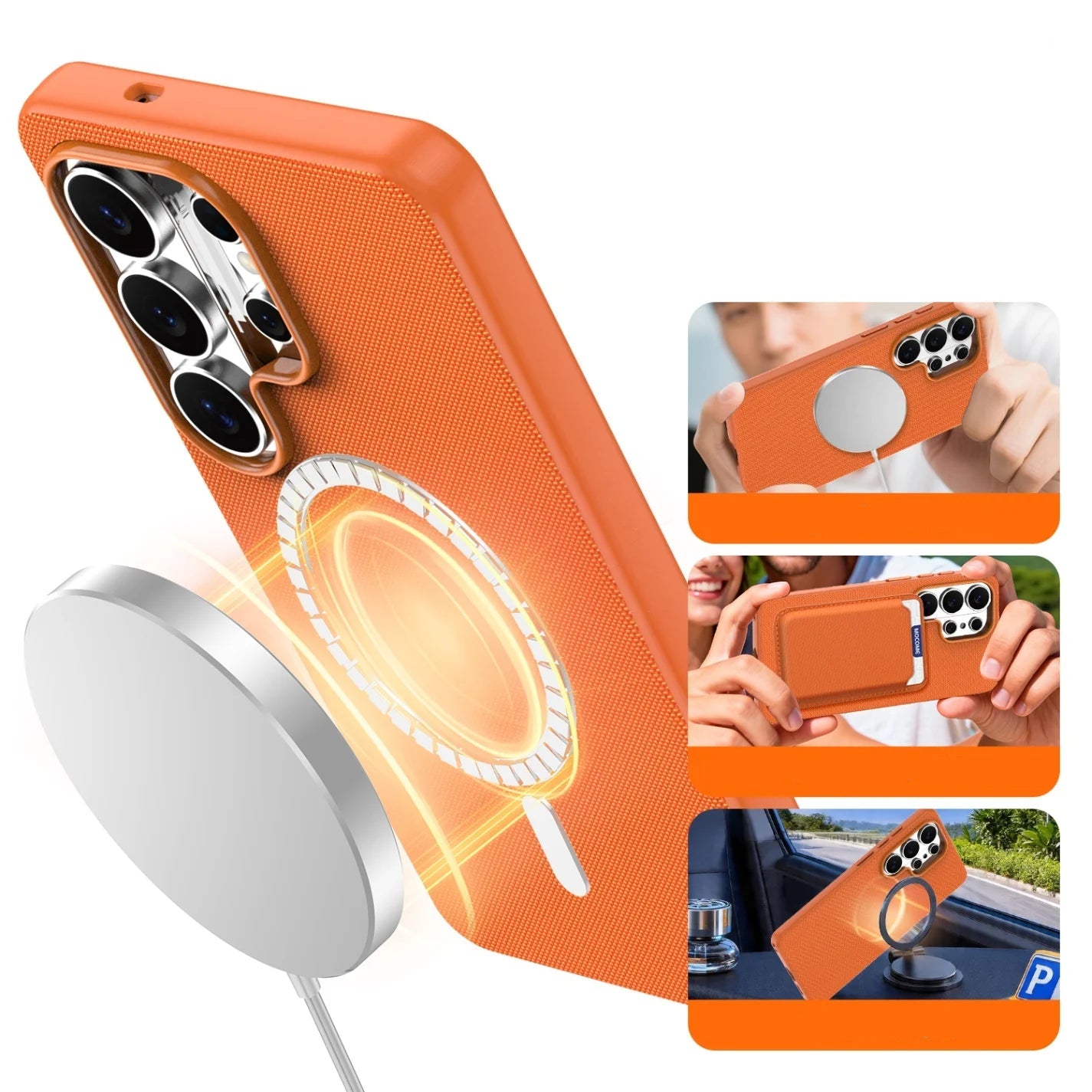 Luxury Woven Magnetic Case with Metal Camera Frame for Samsung Galaxy S26 Ultra