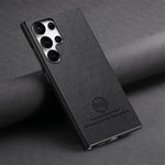 Cloth-Grain Leather Case for Samsung Galaxy S24 Series