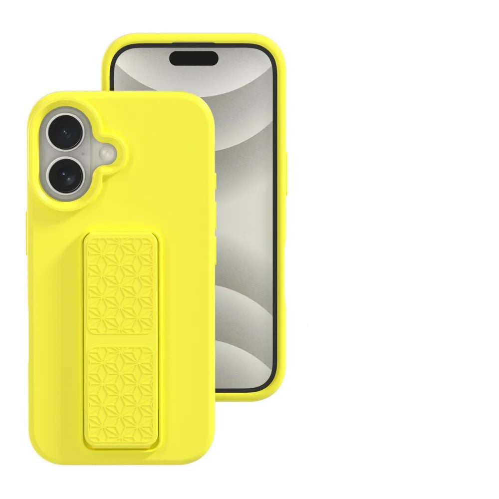 iPhone 16 Series Solid Color Bumper Case with Folding Stand Holder
