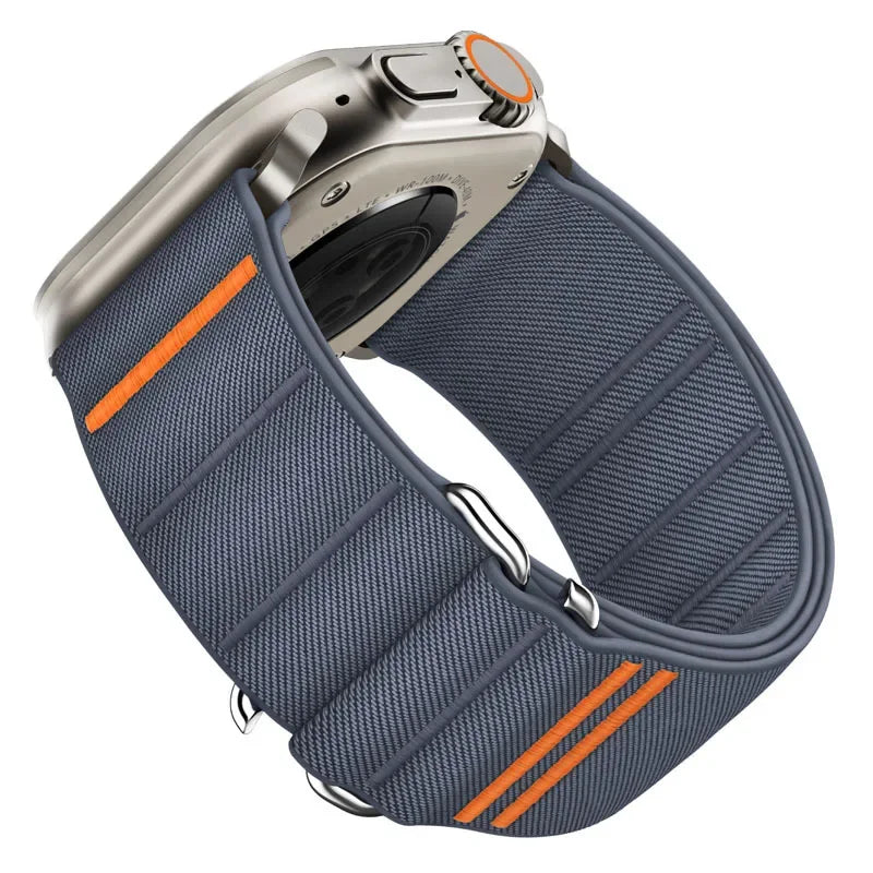 Woven Nylon Loop Closure Band with Shaped Buckle for Apple Watch