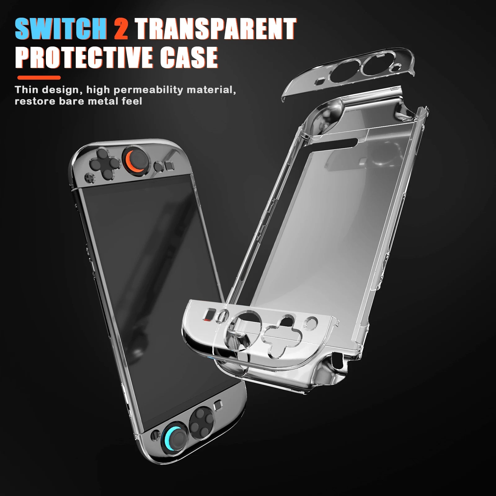 Clear PC Hard Split Protective Case for Nintendo Switch 2