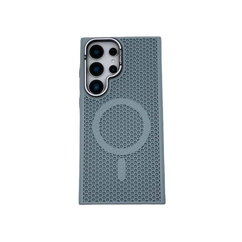 Honeycomb Grid Mesh Cooling Magnetic Phone Case with Lens Protector for Samsung Galaxy S25 Series