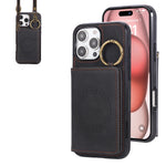 Crossbody Magnetic Leather Wallet Case for iPhone 16 Series