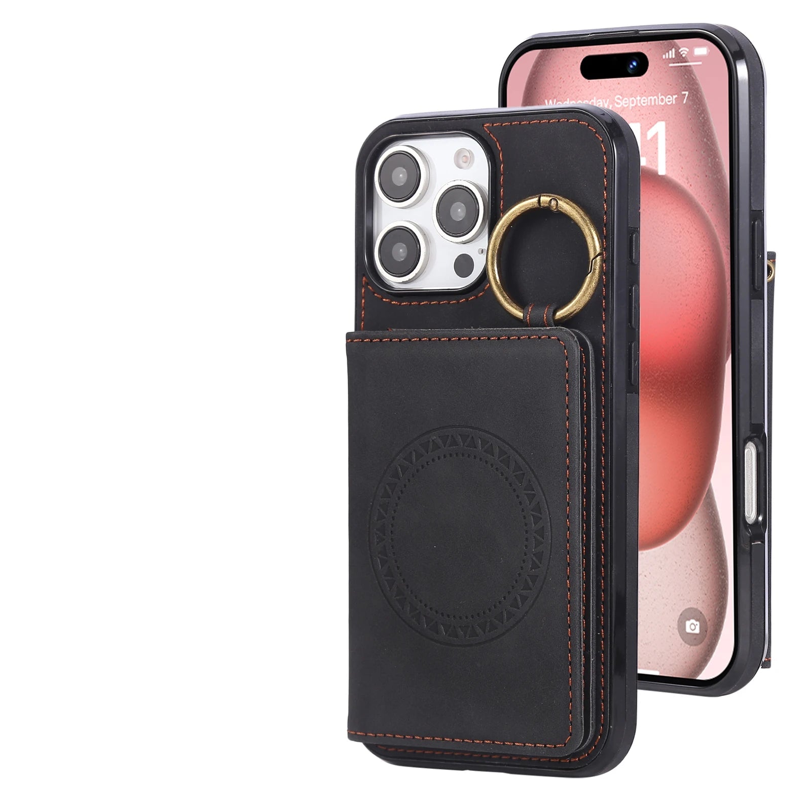 Crossbody Magnetic Leather Wallet Case for iPhone 15 Series