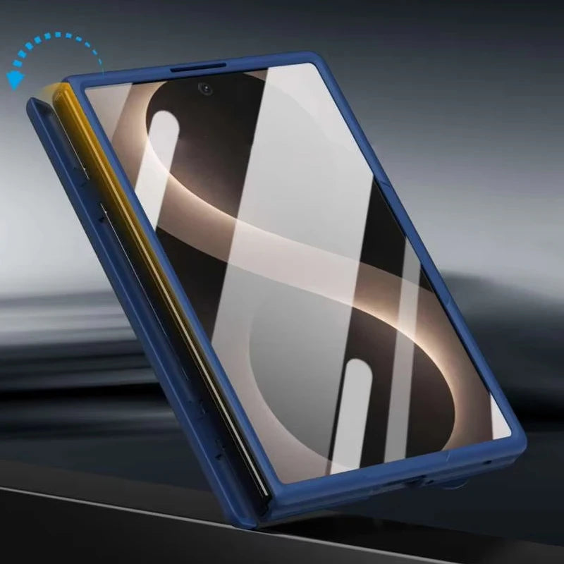 Silicone Wristband Stand Case with Tempered Glass Back for Samsung Galaxy Z Fold 8