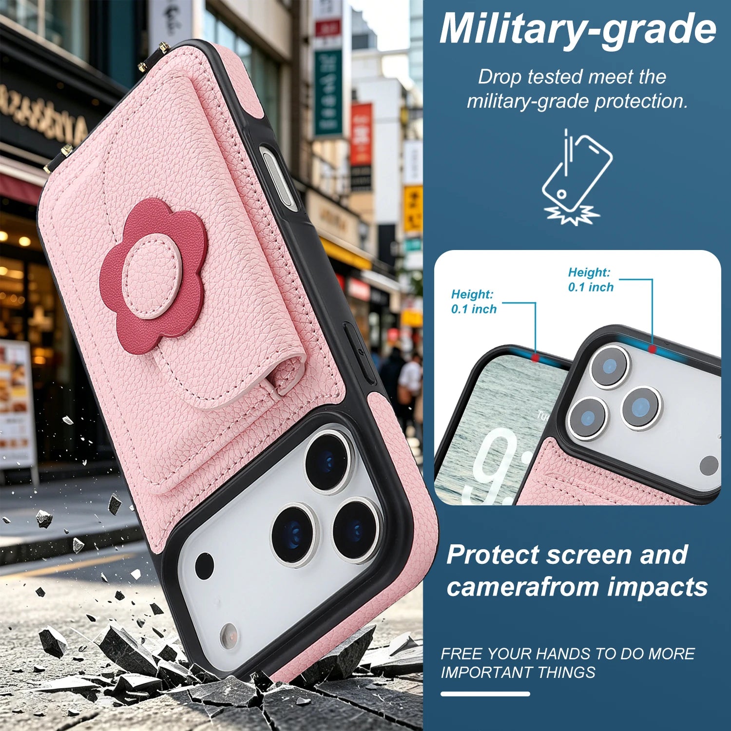 Premium Leather Wallet Case with Long Lanyard for iPhone 17 Series