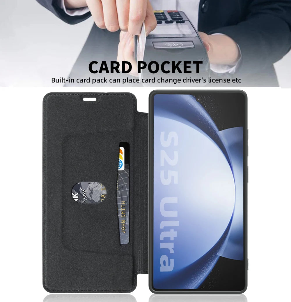 Samsung Galaxy S25 Series Protective Flip Case with Card Slots