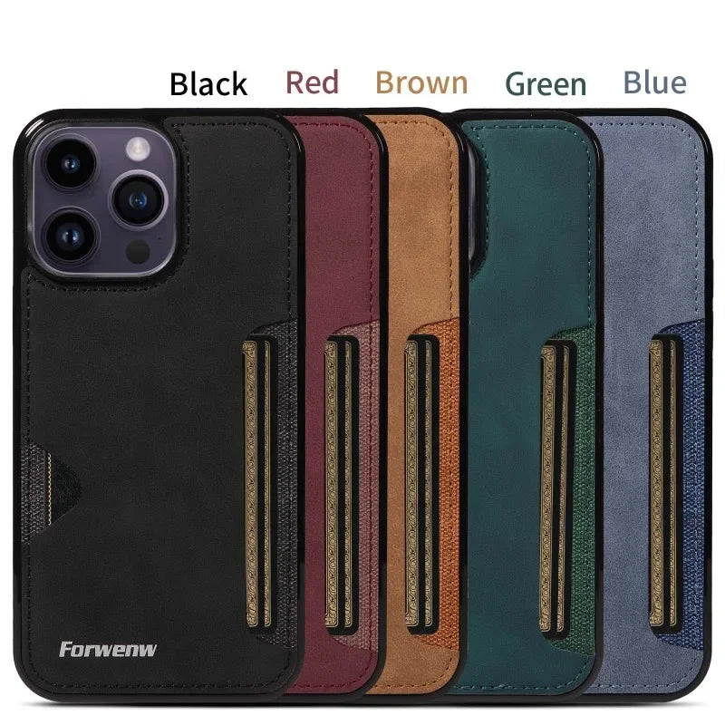 iPhone 16 Series Retro Leather Wallet Case