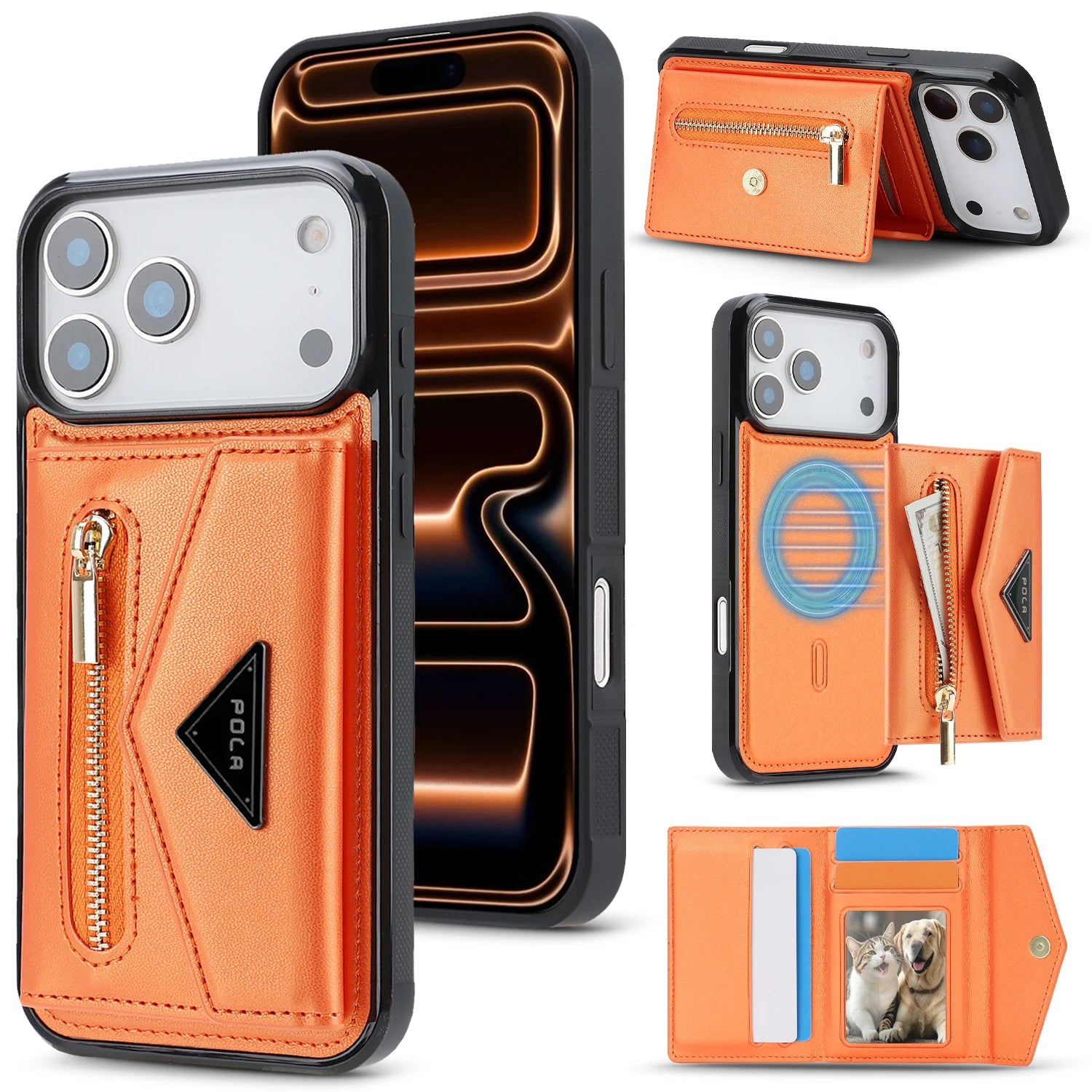 Premium Shockproof Leather MagSafe Case with Multi Card Wallet for iPhone 17 Series