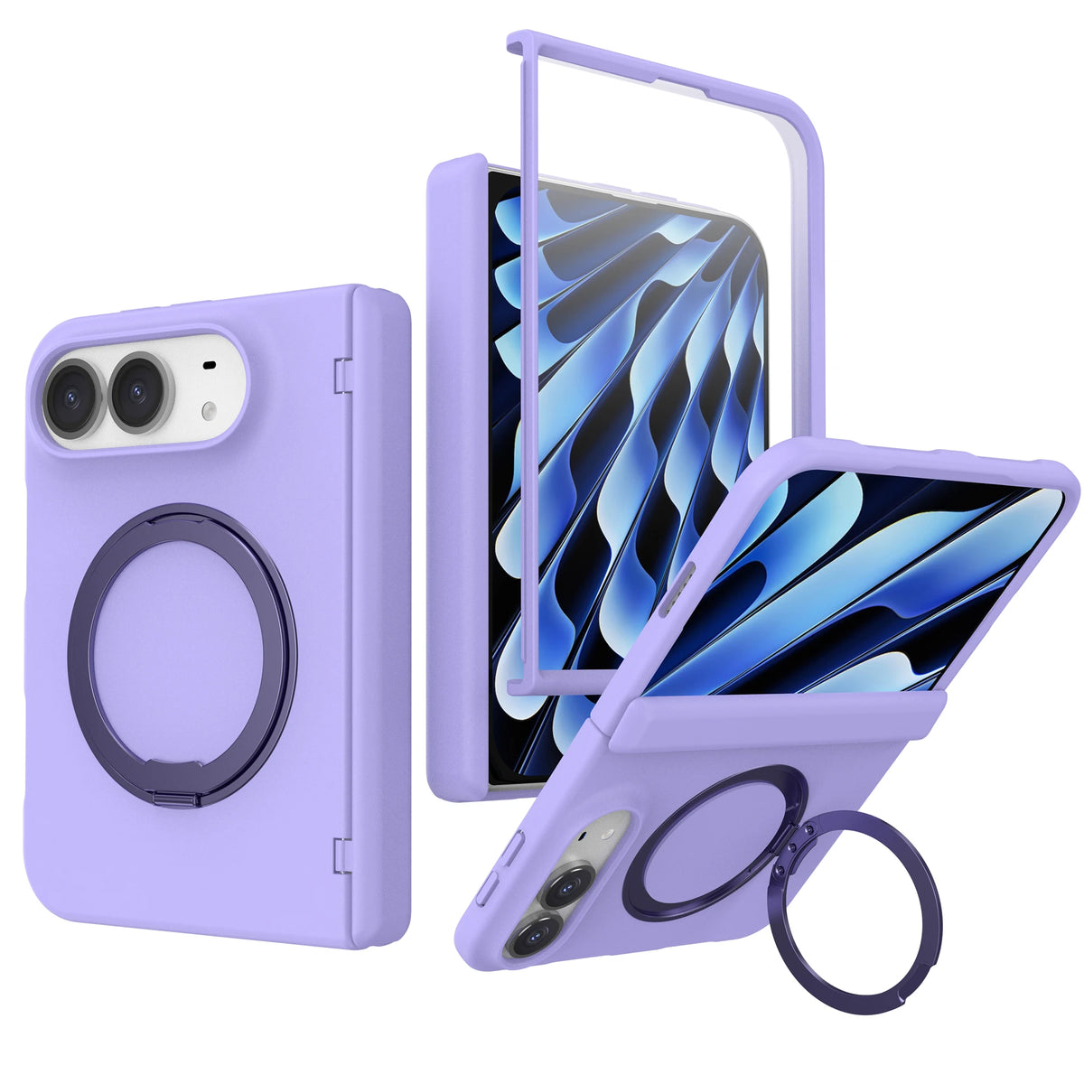 MagSafe Foldable Case with 360° Rotating Kickstand Ring for iPhone Duo