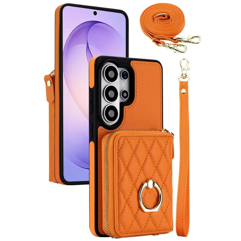 Crossbody Leather Wallet Case with Wrist Lanyard for Samsung Galaxy S26 Series