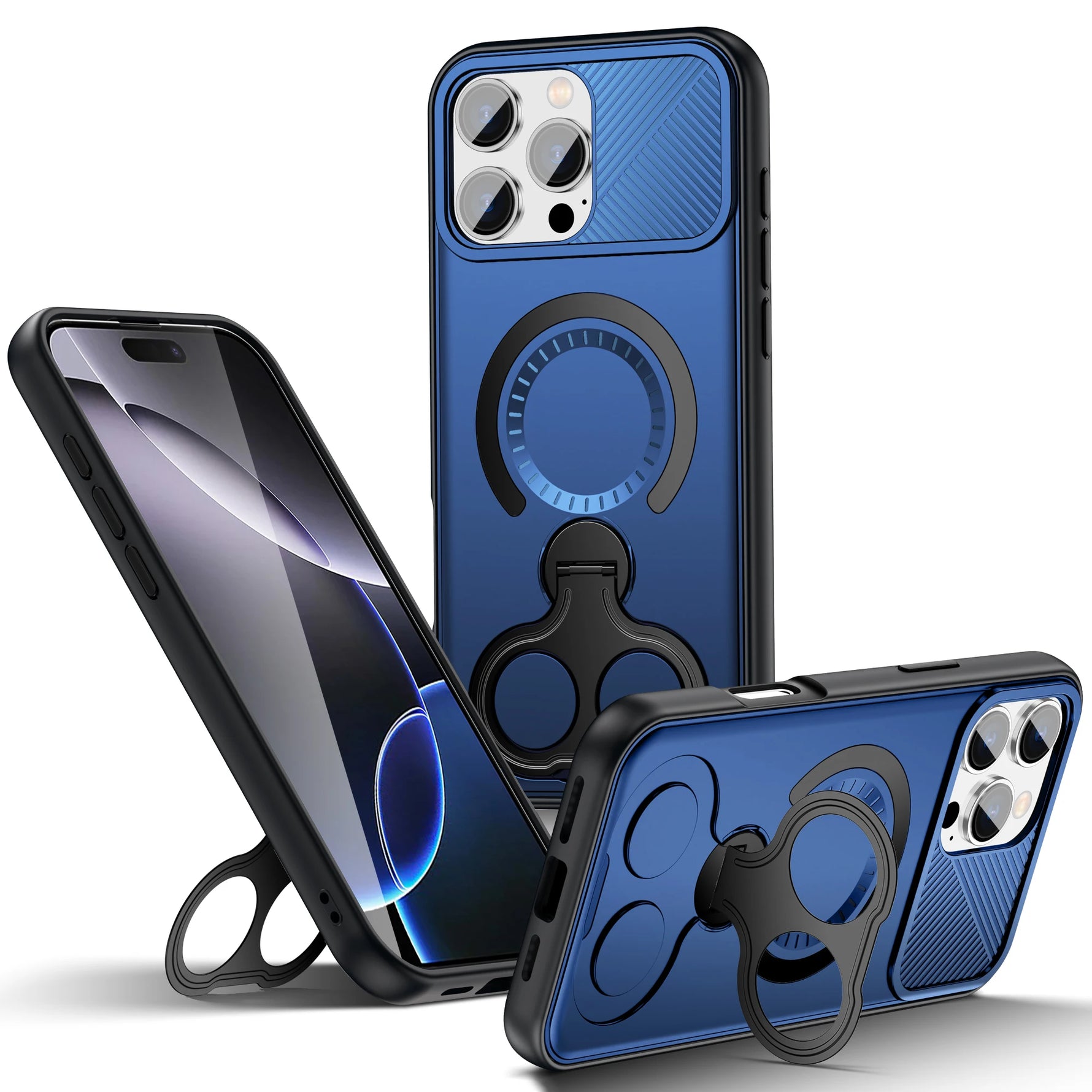 Heavy Duty MagSafe Case with Rotating Stand for iPhone 16 Series