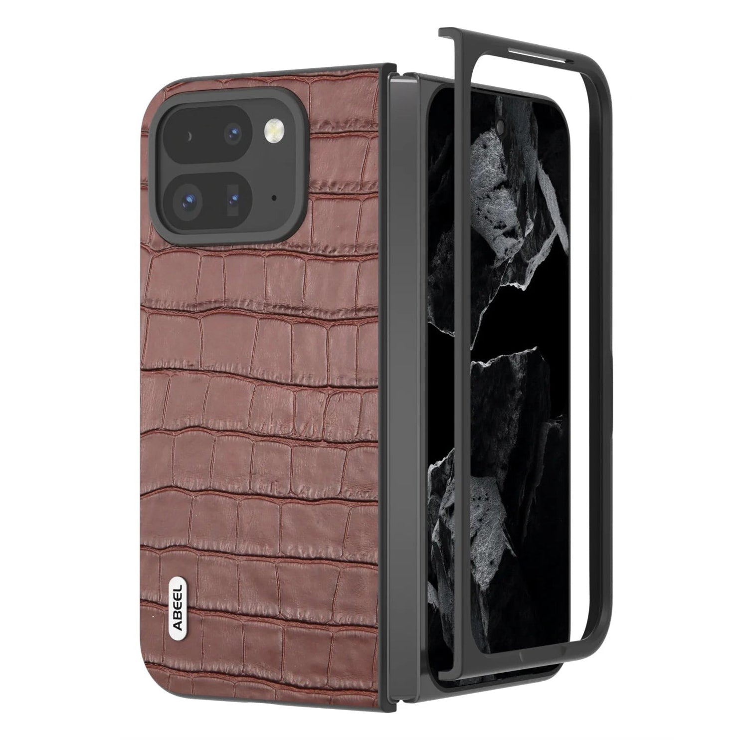 Crocodile Pattern Genuine Leather Case for Google Pixel 9 Pro Fold