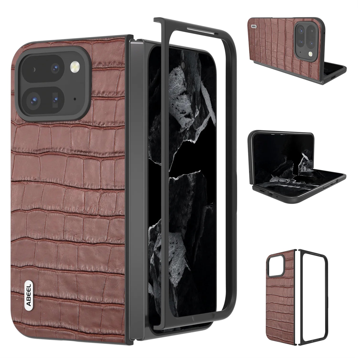 Crocodile Pattern Genuine Leather Case for Google Pixel 9 Pro Fold