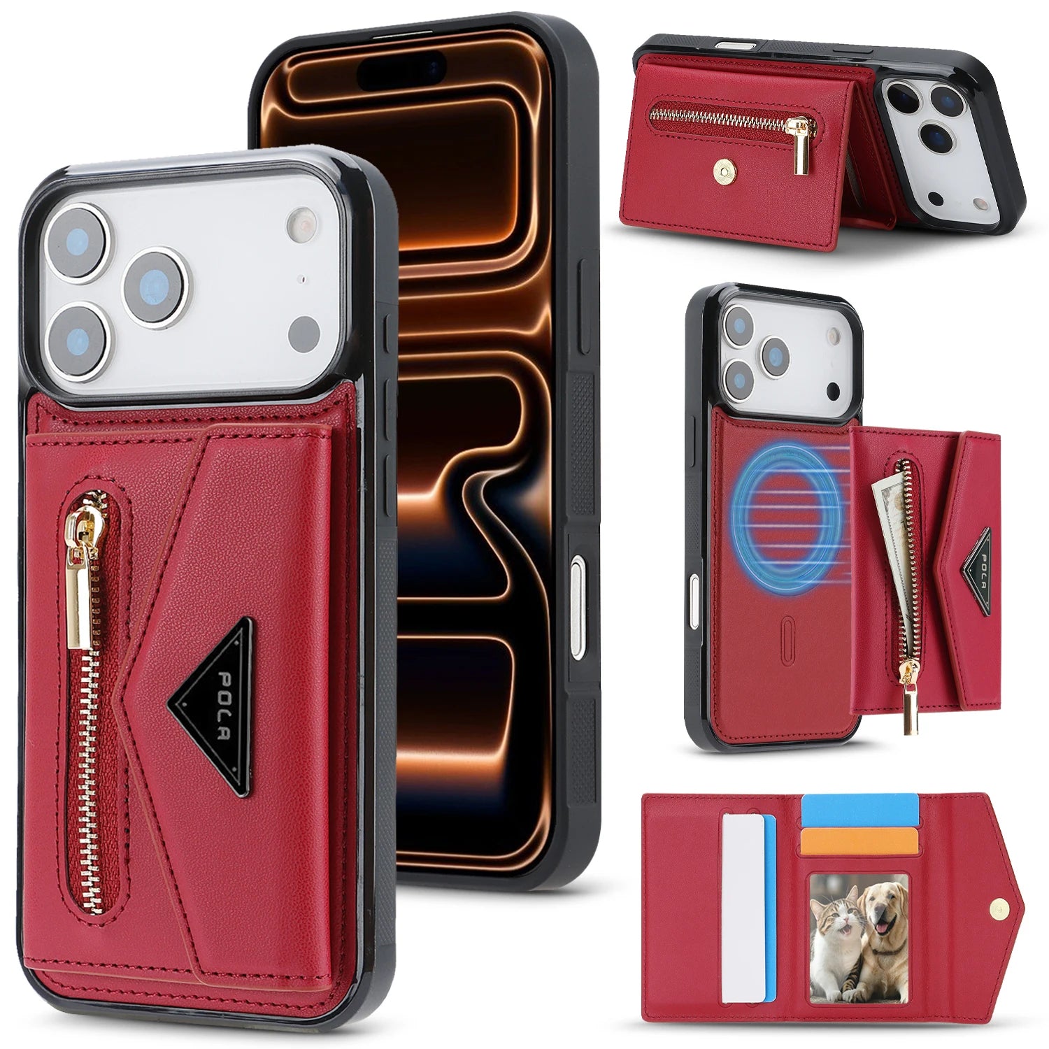 Premium Shockproof Leather MagSafe Case with Multi Card Wallet for iPhone 17 Series
