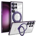 Samsung Galaxy S24 Series Shockproof Clear Magnetic Case with 360° Rotating Ring Stand