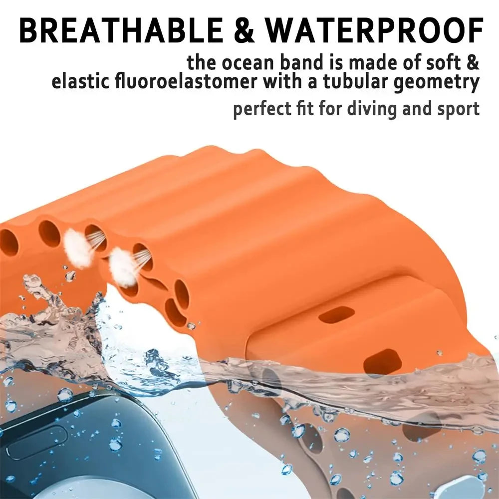 Durable Silicone Ocean Strap for Apple Watch