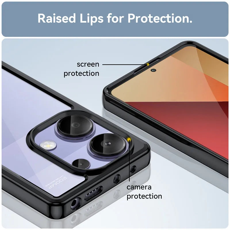 Colorful Soft Edge Silicone Transparent Shockproof Bumper Case Cover for Redmi Note 13 Pro