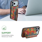 Floral Shockproof Leather Case with Card Slot for iPhone 17 Series