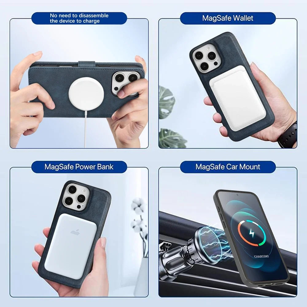3-in-1 Detachable MagSafe Wallet Leather Case for iPhone 16 Series