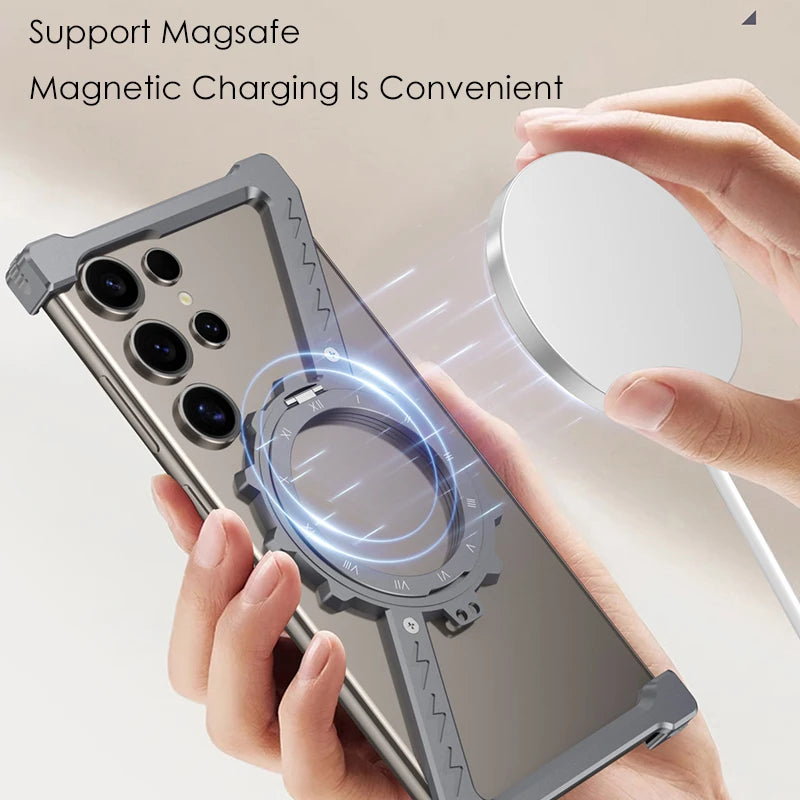 Z-Shaped Gear Design Frameless Aluminum Alloy Magnetic Case for Samsung Galaxy S24 Ultra